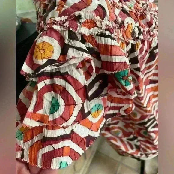 Maeve multicolor ruffle yoke blouse with flowy sleeves; size S - Picture 6 of 7